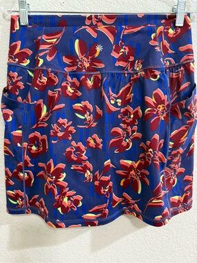 Athleta Blue and Red Floral Athletic Skort Medium